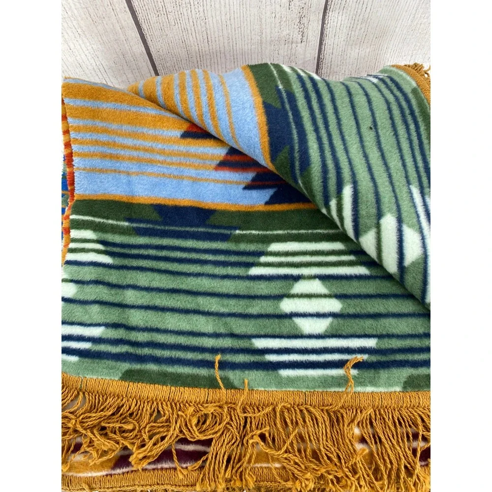 Pad Concept Throw Blanket 60x80 Multicolor Southwestern Geometric Fringed Plush